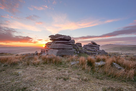 North Hessary Tor at sunset, Dartmoor